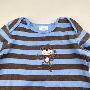 Boys Target, striped cotton romper, monkey, GUC, size 000,  