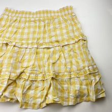 Load image into Gallery viewer, Girls KID, yellow check linen / viscose skirt, elasticated, L:38cm, EUC, size 12,  