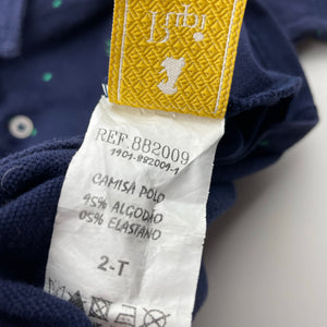 Boys Pupi, navy polo shirt top, GUC, size 2,  