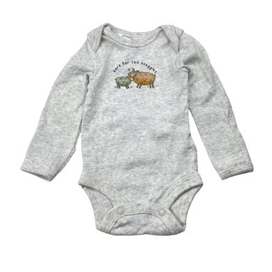 Unisex Carter's, grey marle cotton bodysuit / romper, EUC, size 0000,  