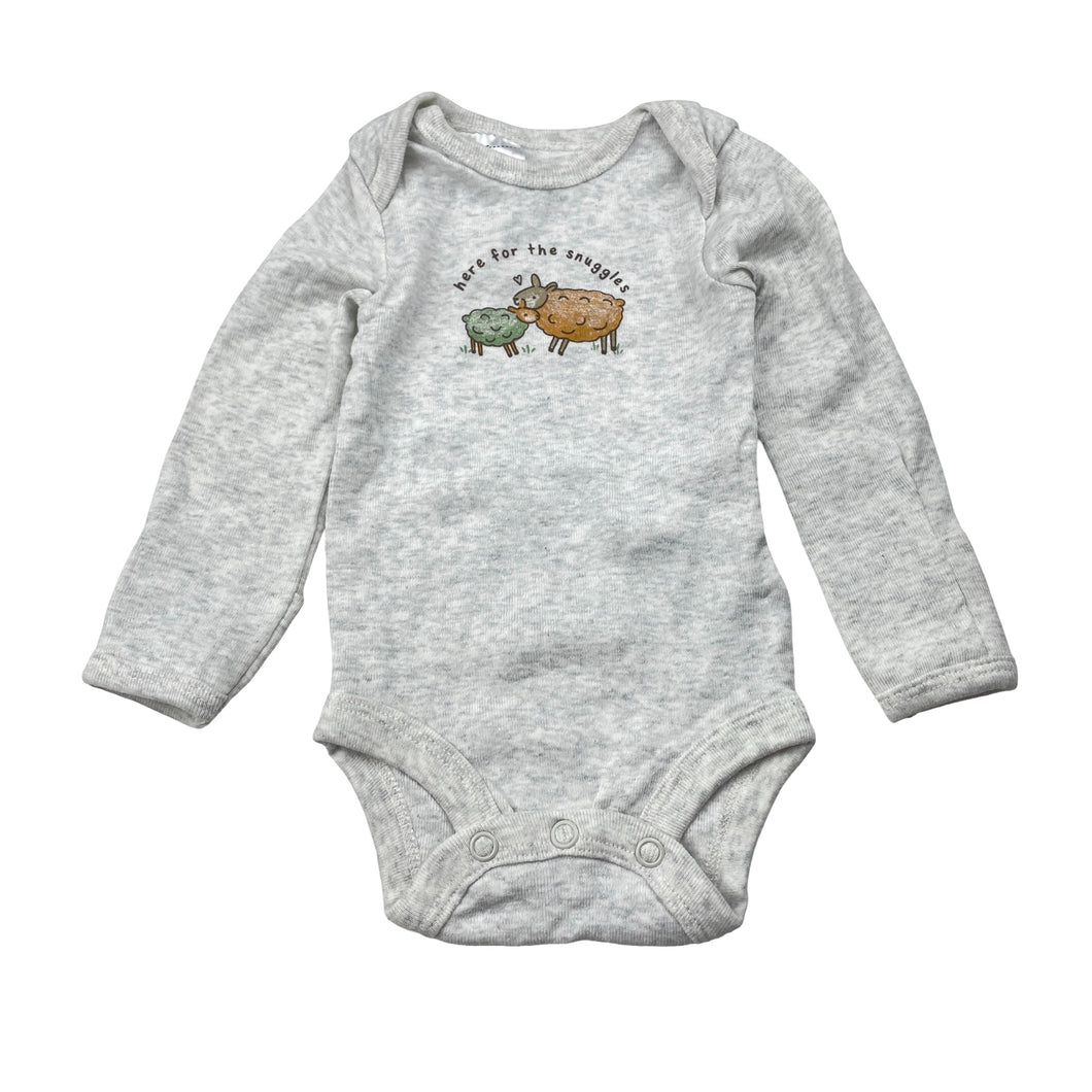Unisex Carter's, grey marle cotton bodysuit / romper, EUC, size 0000,  