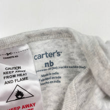 Load image into Gallery viewer, Unisex Carter&#39;s, grey marle cotton bodysuit / romper, EUC, size 0000,  