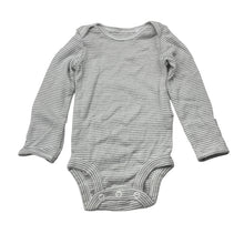 Load image into Gallery viewer, Unisex Carter&#39;s, grey stripe cotton bodysuit / romper, EUC, size 0000,  