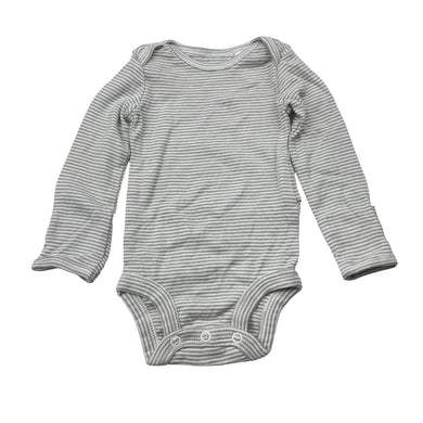 Unisex Carter's, grey stripe cotton bodysuit / romper, EUC, size 0000,  