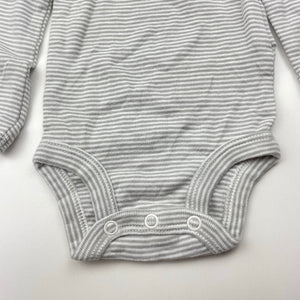 Unisex Carter's, grey stripe cotton bodysuit / romper, EUC, size 0000,  