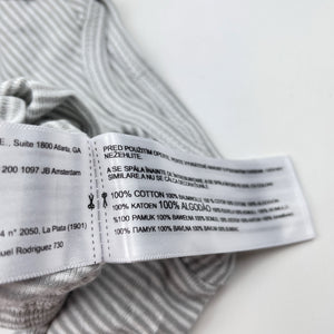 Unisex Carter's, grey stripe cotton bodysuit / romper, EUC, size 0000,  