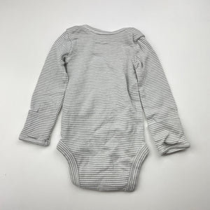 Unisex Carter's, grey stripe cotton bodysuit / romper, EUC, size 0000,  