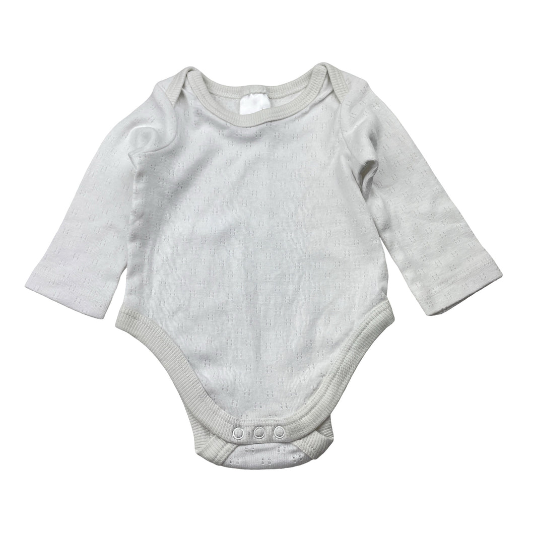 Unisex Target, pointelle cotton bodysuit / romper, EUC, size 0000,  