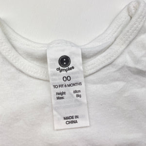 Unisex Dymples, white cotton bodysuit / romper, GUC, size 00,  