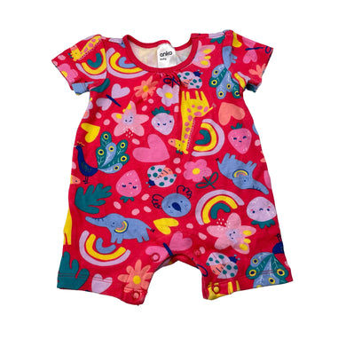 Girls Anko, colourful cotton romper, EUC, size 000,  