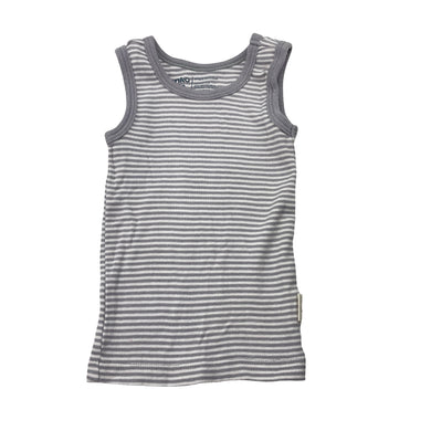 Unisex Anko, grey stripe cotton singlet top, GUC, size 000,  