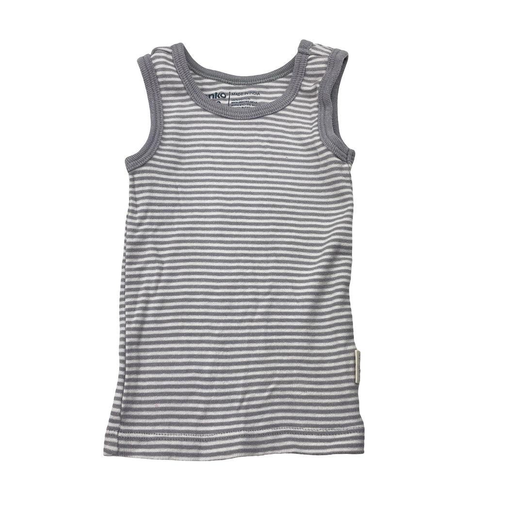 Unisex Anko, grey stripe cotton singlet top, GUC, size 000,  