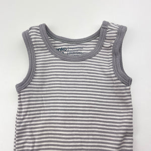 Unisex Anko, grey stripe cotton singlet top, GUC, size 000,  