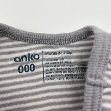Load image into Gallery viewer, Unisex Anko, grey stripe cotton singlet top, GUC, size 000,  