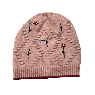 Girls Target, knit hat / beanie, embroidered flowers, EUC, size 1-3,  