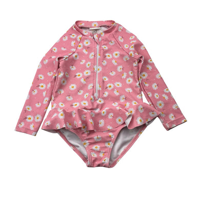 Girls SHEIN, floral long sleeve swim one-piece, EUC, size 1,  
