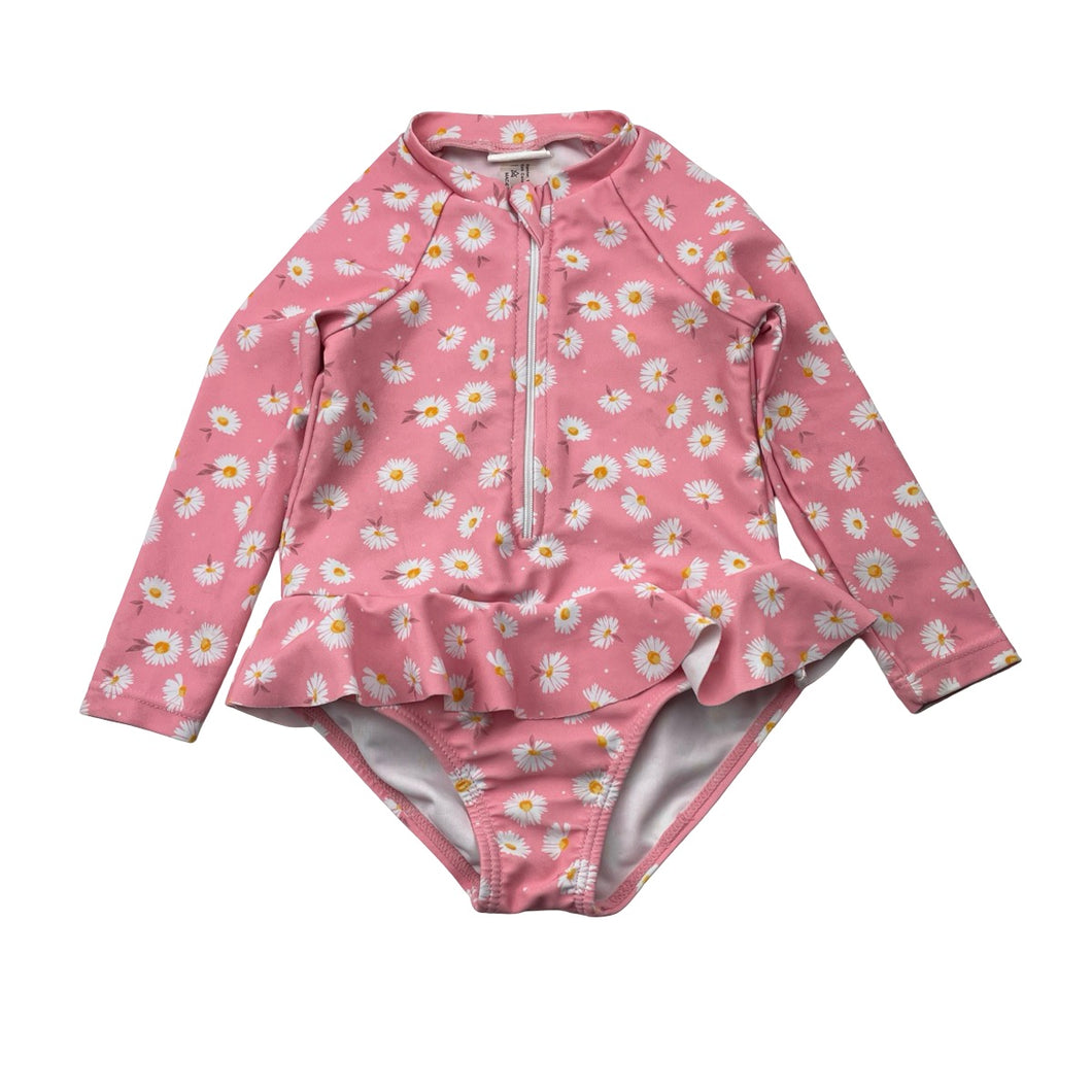Girls SHEIN, floral long sleeve swim one-piece, EUC, size 1,  