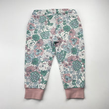 Load image into Gallery viewer, Girls Target, floral fleece-lined track pants, elasticated, FUC, size 1,  