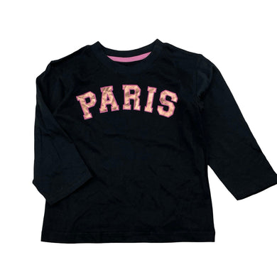 Girls Mango, black cotton long sleeve tee / top, EUC, size 2,  