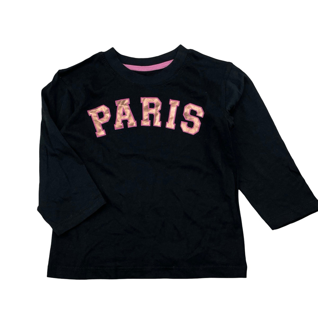Girls Mango, black cotton long sleeve tee / top, EUC, size 2,  