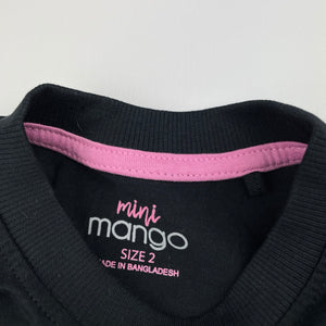 Girls Mango, black cotton long sleeve tee / top, EUC, size 2,  