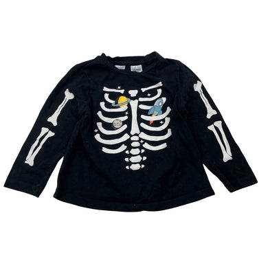 Boys Brilliant Basics, long sleeve pyjama top, skeleton, EUC, size 2,  