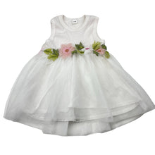 Load image into Gallery viewer, Girls embellished, white party dress, GUC, size 0, L: 32cm