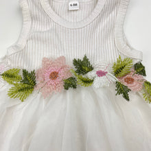 Load image into Gallery viewer, Girls embellished, white party dress, GUC, size 0, L: 32cm