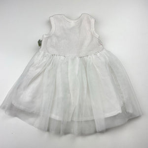 Girls embellished, white party dress, GUC, size 0, L: 32cm