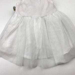 Girls embellished, white party dress, GUC, size 0, L: 32cm