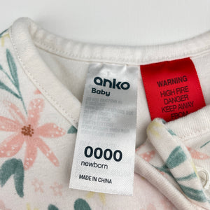 Girls Anko, wadded floral organic cotton sleeping bag, EUC, size 0000,  
