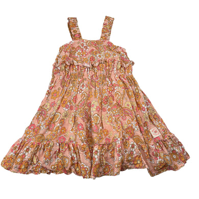 Girls GHANDA, floral cotton summer dress, GUC, size 1-2, L: 48cm