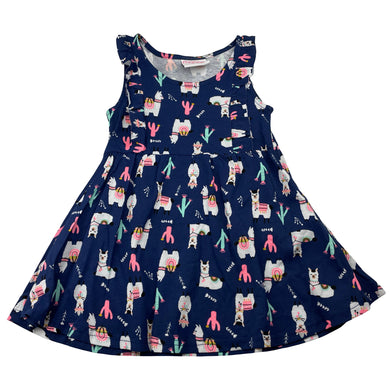 Girls Mango, cotton summer dress, alpacas, EUC, size 2, L: 50cm