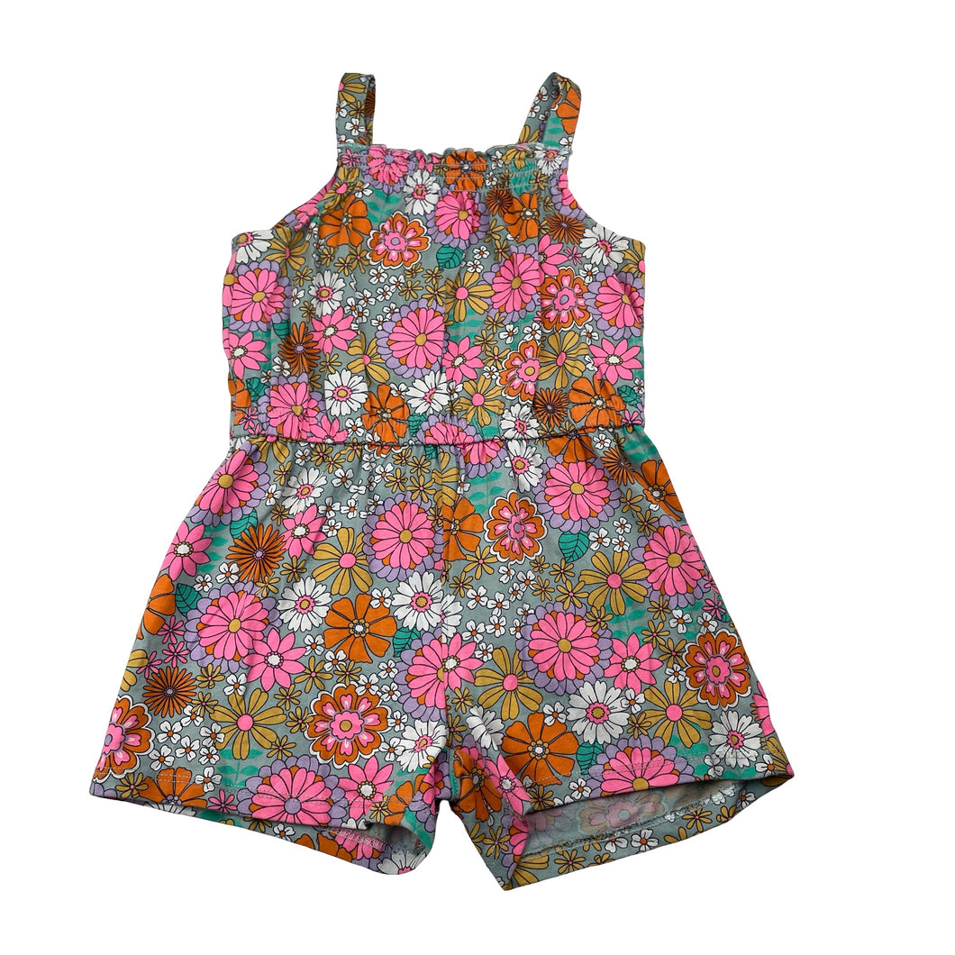 Girls Anko, colourful floral cotton summer playsuit, EUC, size 3,  