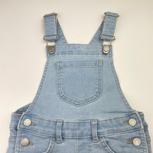Load image into Gallery viewer, Girls Target, stretch denim overalls / shortalls, FUC, size 3,  