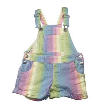 Girls Anko, colourful stretch cotton overalls / shortalls, EUC, size 3,  