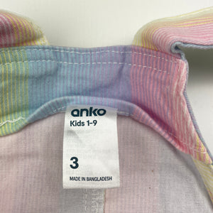 Girls Anko, colourful stretch cotton overalls / shortalls, EUC, size 3,  