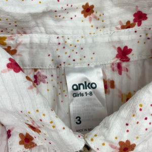 Girls Anko, lightweight floral cotton playsuit, EUC, size 3,  