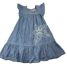 Load image into Gallery viewer, Girls Bebe Minihaha Jr, embroidered chambray cotton dress, EUC, size 3, L: 54cm