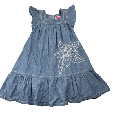 Girls Bebe Minihaha Jr, embroidered chambray cotton dress, EUC, size 3, L: 54cm