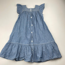 Load image into Gallery viewer, Girls Bebe Minihaha Jr, embroidered chambray cotton dress, EUC, size 3, L: 54cm