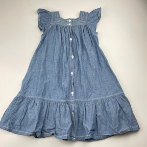 Girls Bebe Minihaha Jr, embroidered chambray cotton dress, EUC, size 3, L: 54cm