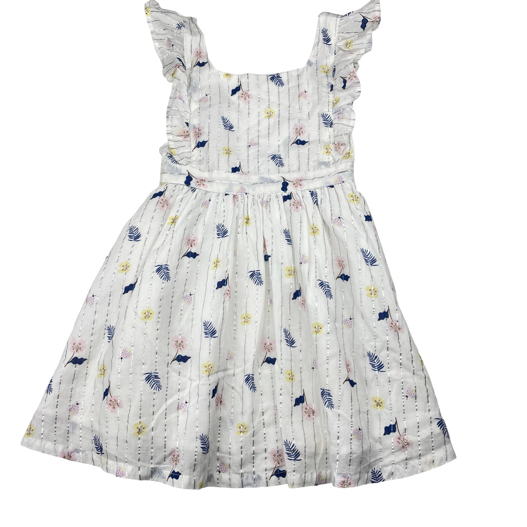 Girls Anko, cotton lined, metallic stripe floral dress, NEW, size 3, L: 58cm