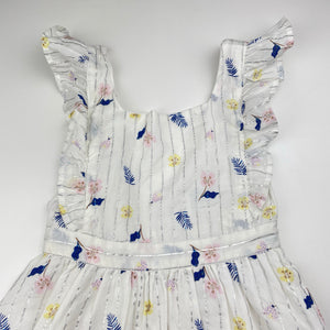 Girls Anko, cotton lined, metallic stripe floral dress, NEW, size 3, L: 58cm