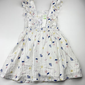 Girls Anko, cotton lined, metallic stripe floral dress, NEW, size 3, L: 58cm