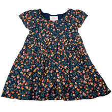 Load image into Gallery viewer, Girls Mango, navy floral cotton dress, EUC, size 3, L: 48cm