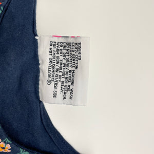 Girls Mango, navy floral cotton dress, EUC, size 3, L: 48cm