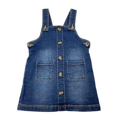 Girls Anko, stretch denim overalls dress / pinafore, EUC, size 2, L: 49cm