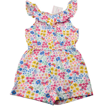 Girls Mango, colourful floral cotton summer playsuit, NEW, size 5,  