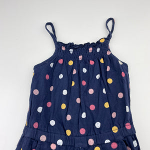 Girls KIKD, navy cotton summer playsuit, GUC, size 3,  